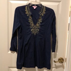 Lilly Pulitzer “Sarasota”Navy/Gold beaded Tunic